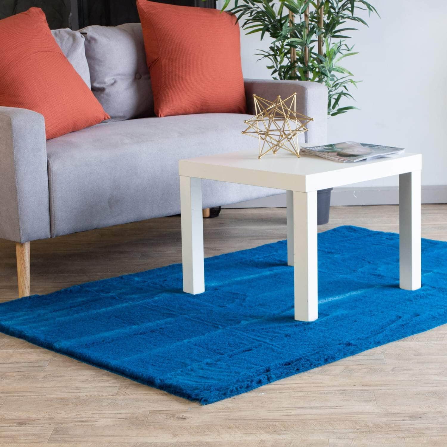 Onslow Faux Rabbit Fur Shag Rug #color_cobalt