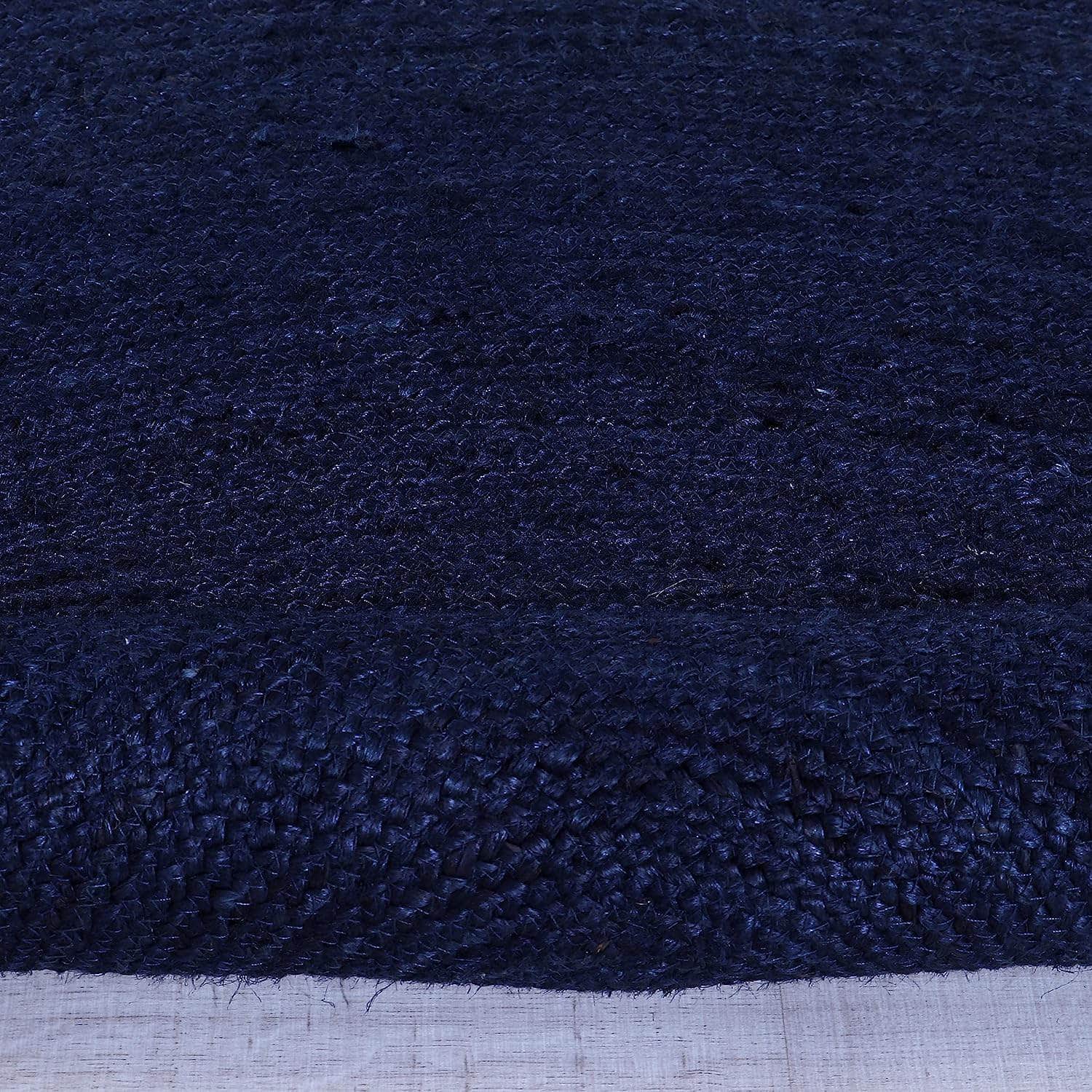 Eco-Friendly Navy Jute Braided Area Rug in Navy #color_navy