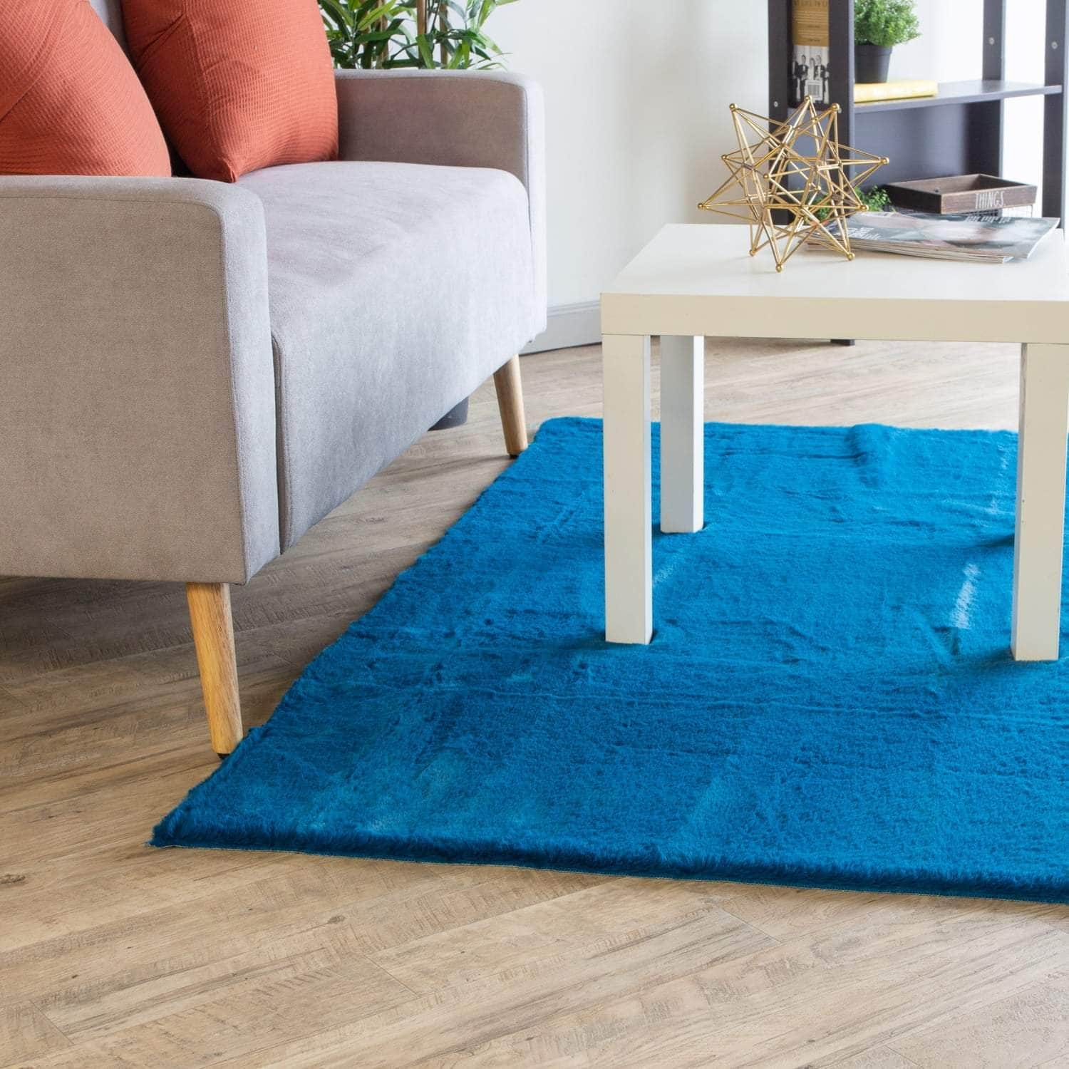 Onslow Faux Rabbit Fur Shag Rug #color_cobalt