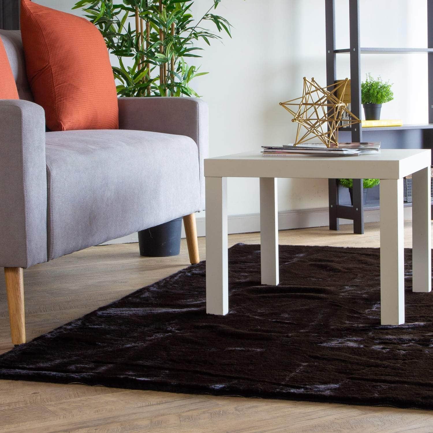 Onslow Faux Rabbit Fur Shag Rug #color_black