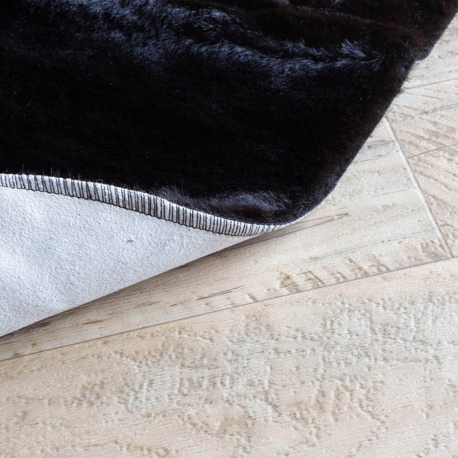 Onslow Faux Rabbit Fur Shag Rug #color_black