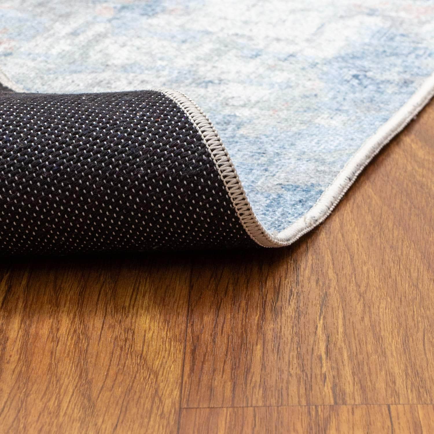 Machine Washable Rug LAN01A Blue / Gray SAR-Lancaster #color_blue / gray