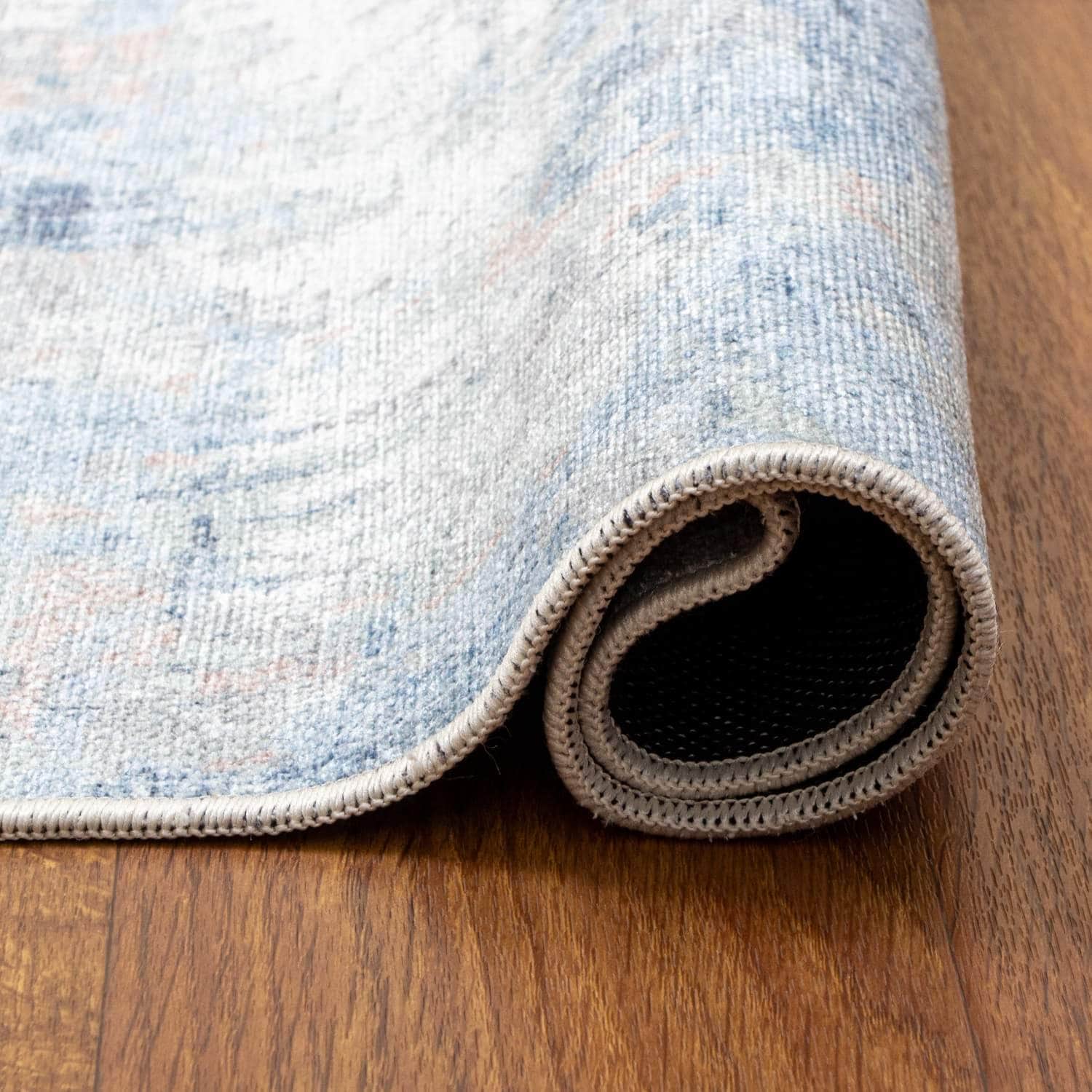 Machine Washable Rug LAN01A Blue / Gray SAR-Lancaster #color_blue / gray