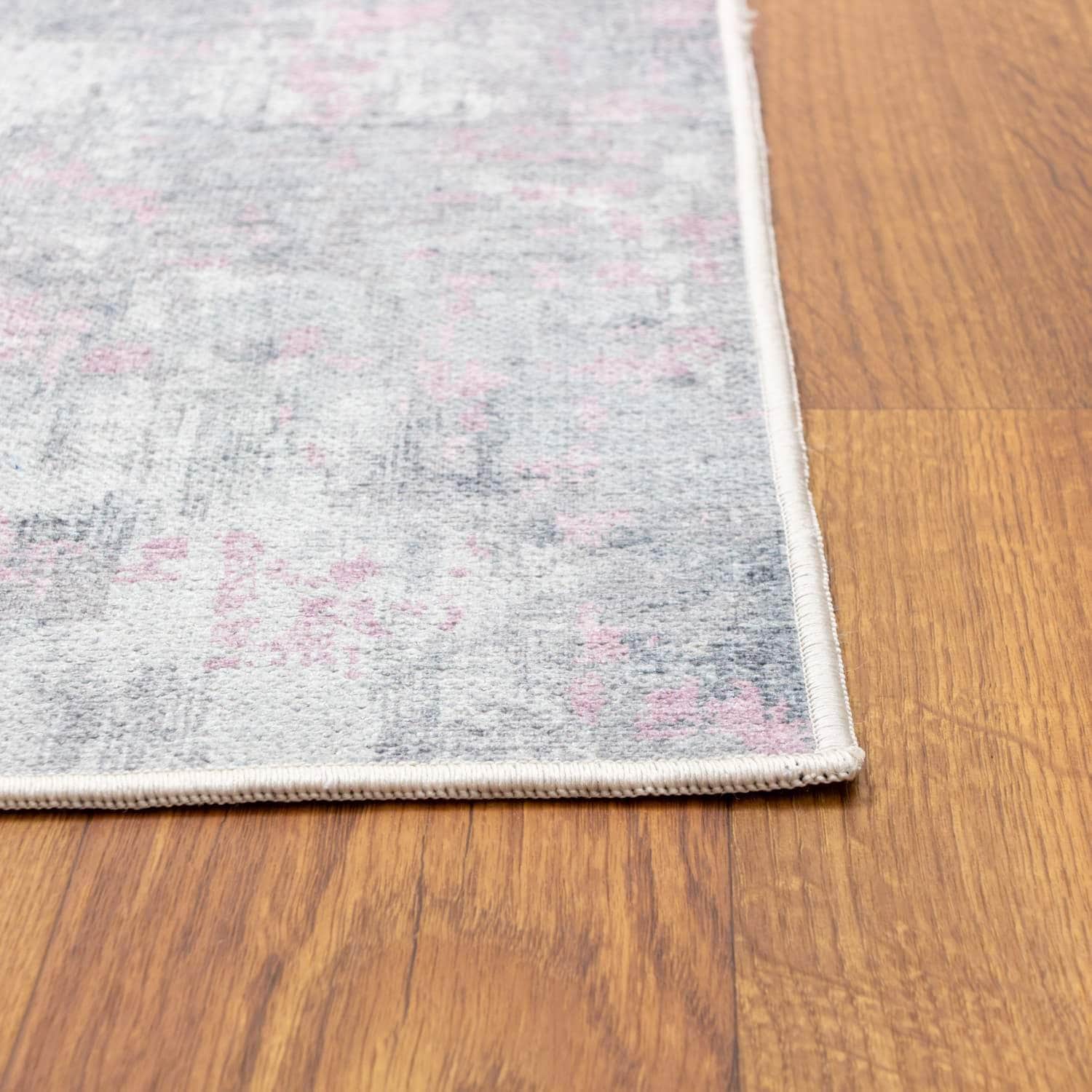 Machine Washable Rug LAN01B Pink / Gray SAR-Lancaster #color_pink / gray