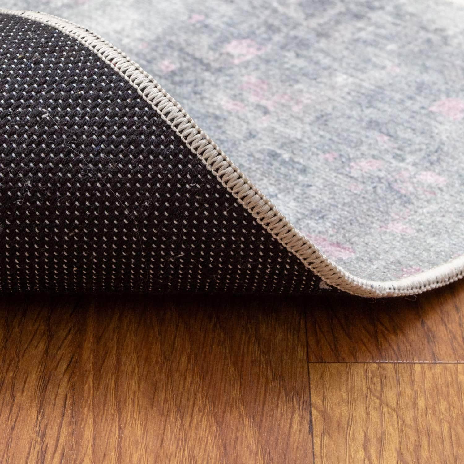 Machine Washable Rug LAN01B Pink / Gray SAR-Lancaster #color_pink / gray