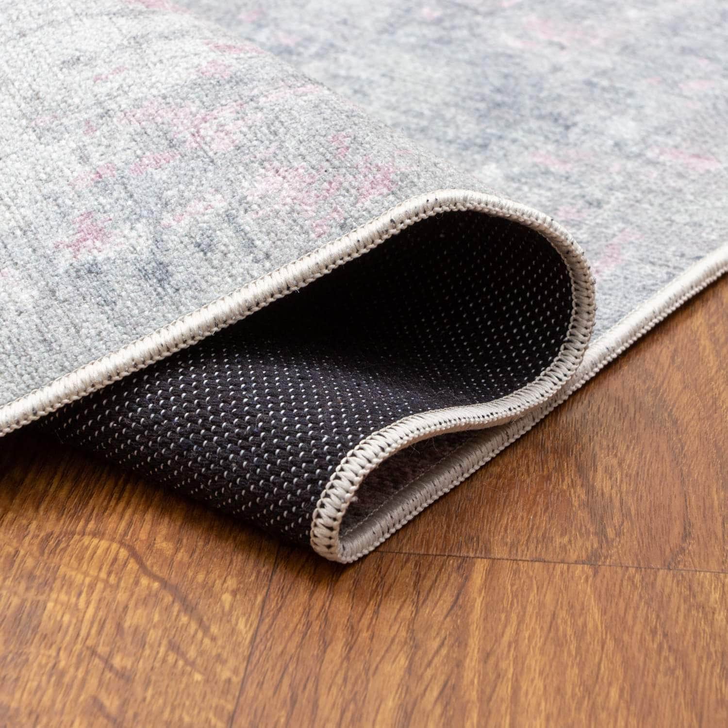 Machine Washable Rug LAN01B Pink / Gray SAR-Lancaster #color_pink / gray